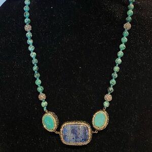 Turquoise and lapis 24 inch necklaces, authentic stones beautiful condition